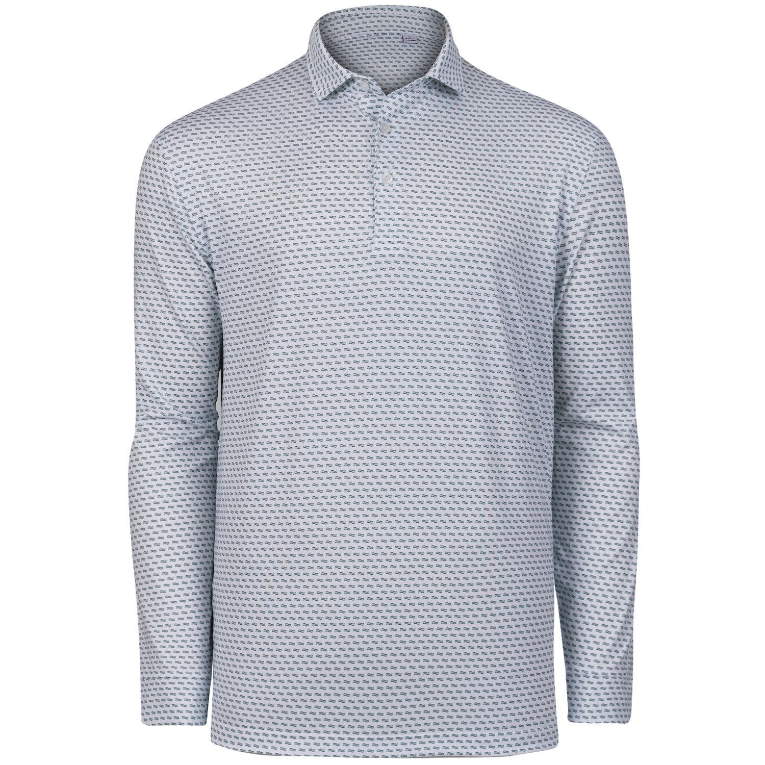 Wavy Print Long Sleeve Polo