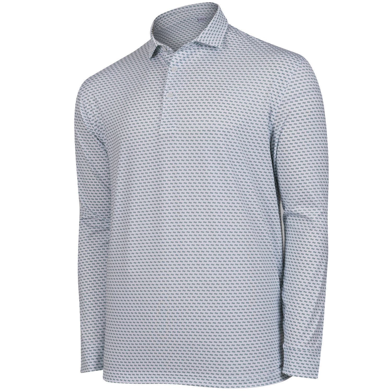 Wavy Print Long Sleeve Polo