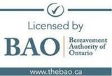 Licensed by BAO, Bereavement Authority of Ontario, with website www.thebao.ca