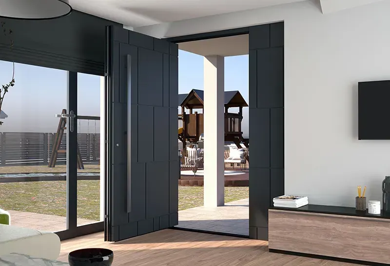 Porta basculante con porta pedonale