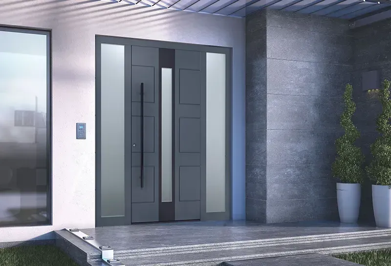 Porta basculante con porta pedonale