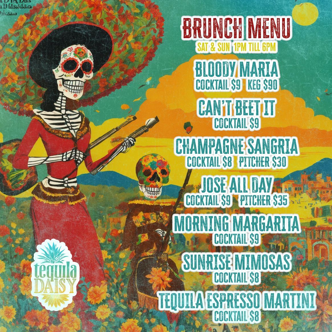 Saturday and Sunday brunch flyer