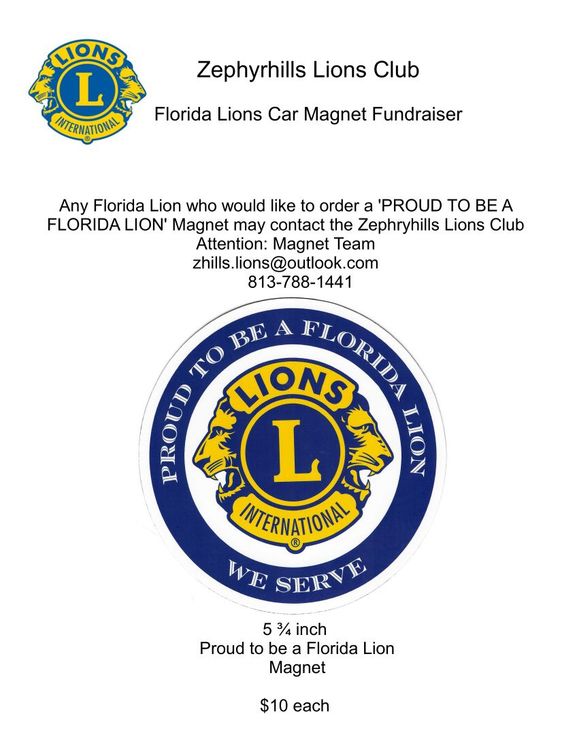 A flyer for the zephyrhills lions club