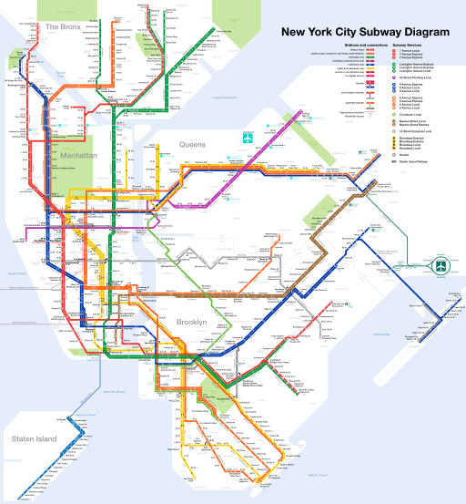 scematisk karta över New Yorks tunnelbanesystem