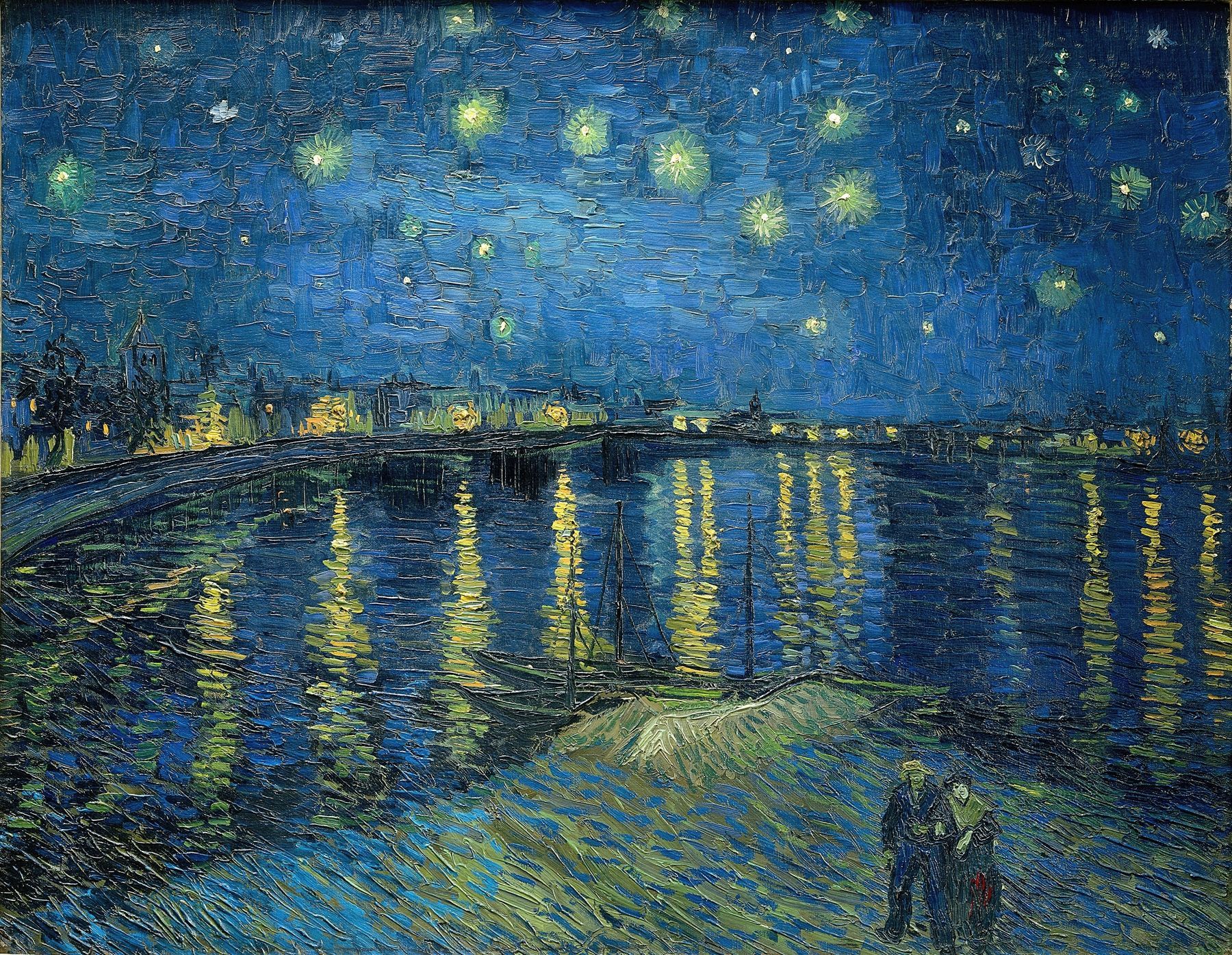 stjärnklar natt vid floden