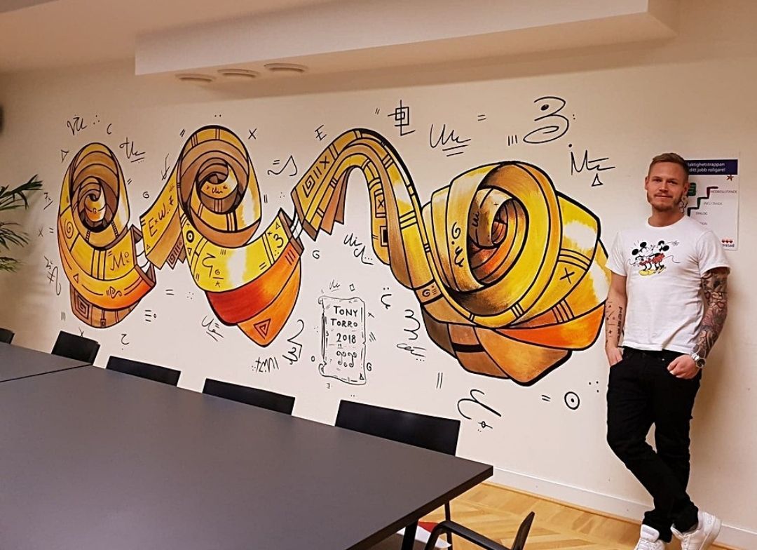 muralmålning av Tony Torro i möteslokal