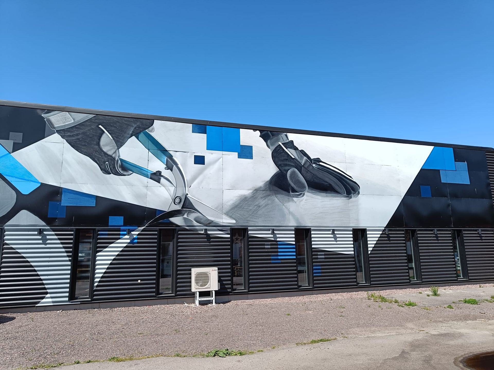 muralmålning på Borgholms plåtslageri, av Gustav Berkland