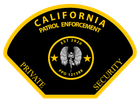 A black and yellow california patrol enforcement patch