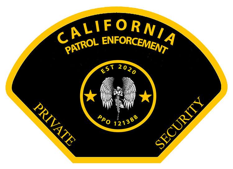 A black and yellow california patrol enforcement patch