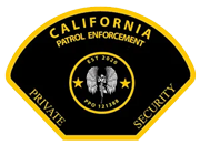 A black and yellow california patrol enforcement patch