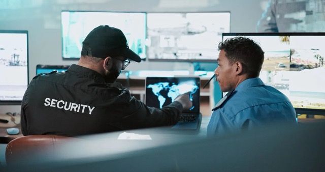 security and checking with laptop for surveillance