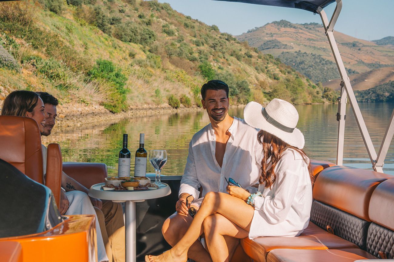 Premium wine tasting and local catering served on a private Douro River boat tour.