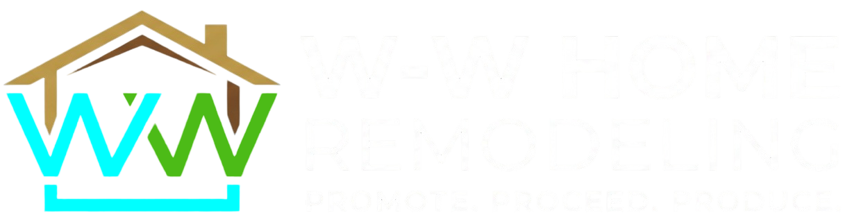 Stylized house logo with brown roof and turquoise and green “WW” letters inside