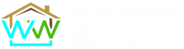 Stylized house logo with brown roof and turquoise and green “WW” letters inside