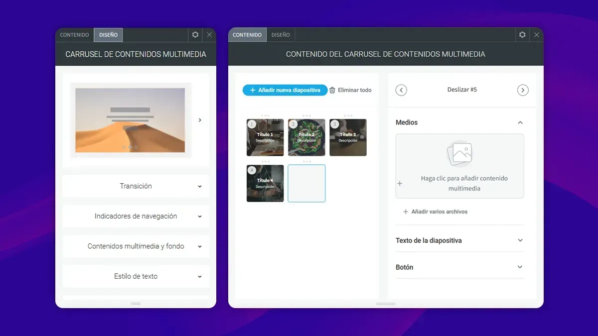Una captura de pantalla de un sitio web con una imagen de una duna de arena.
