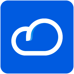Un cuadrado azul con una nube blanca encima.