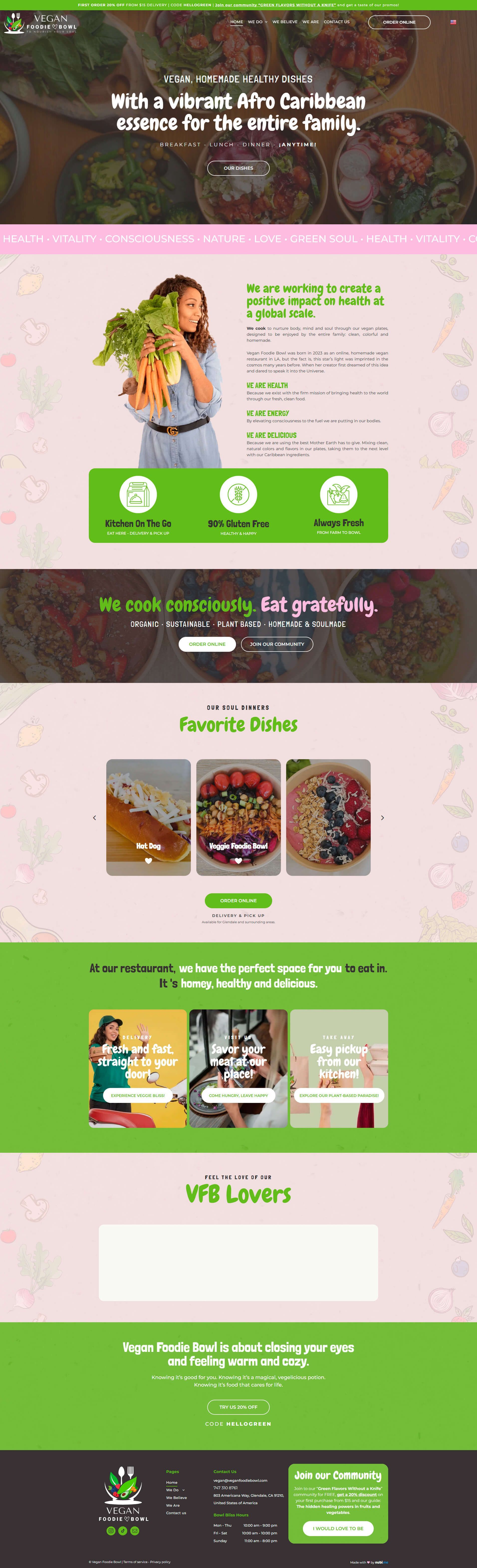 la página de inicio de la página web