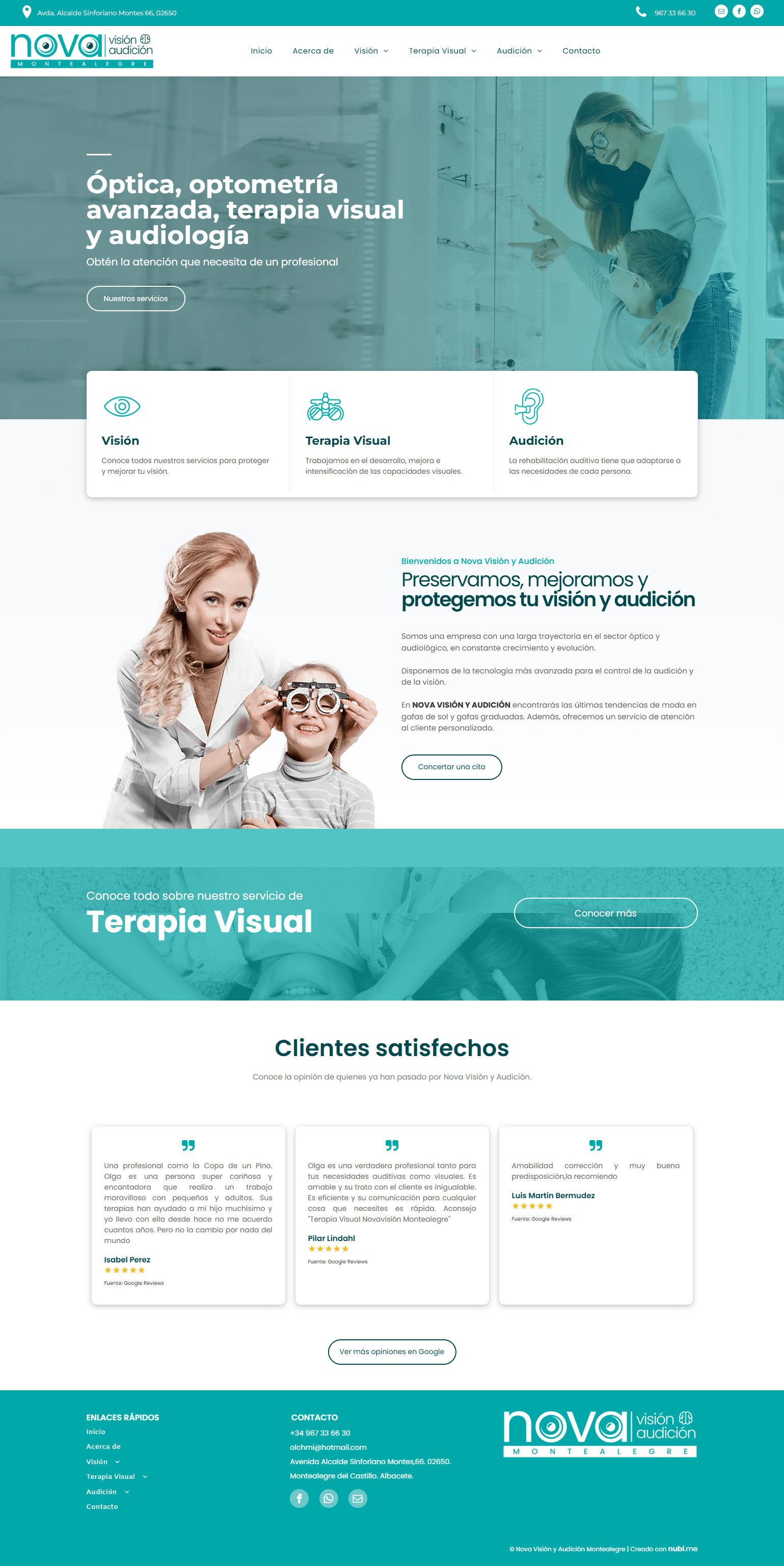 la página de inicio de la página web