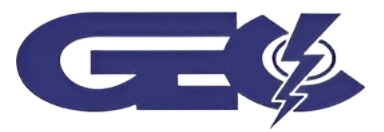 Blue GE logo with a lightning bolt inside the letters