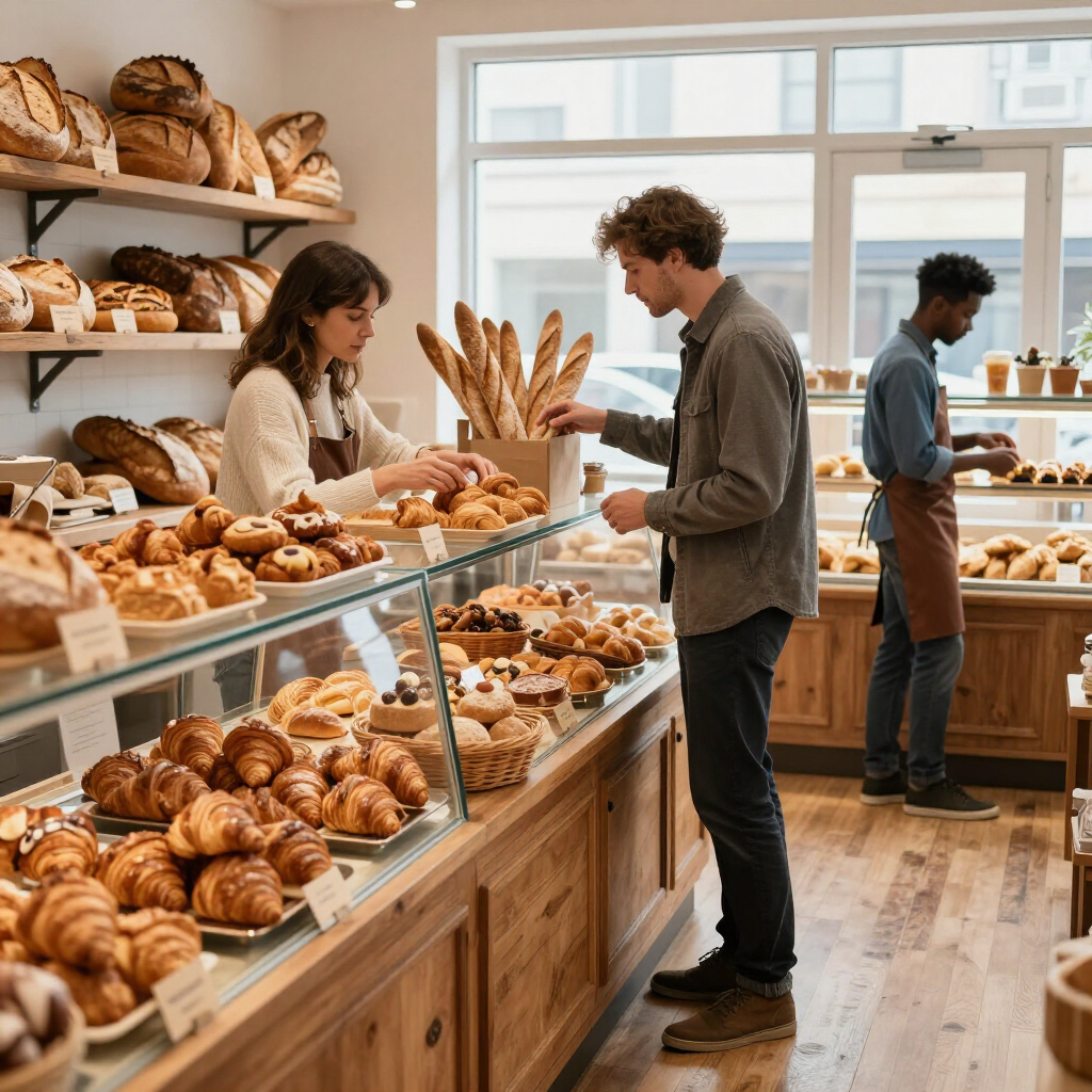 Bakkerijtoonbank met diverse gebakjes