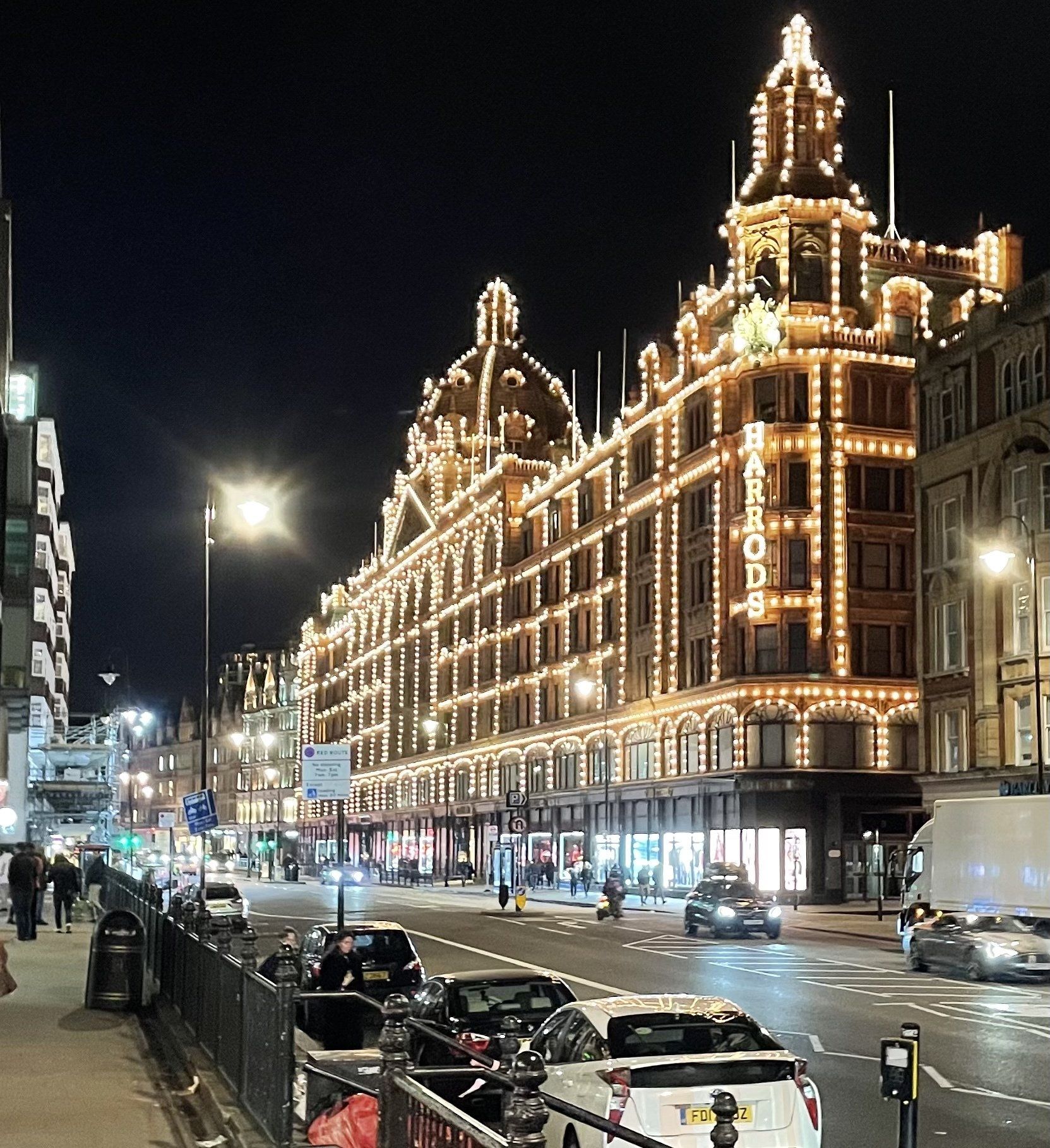 Harrods at night