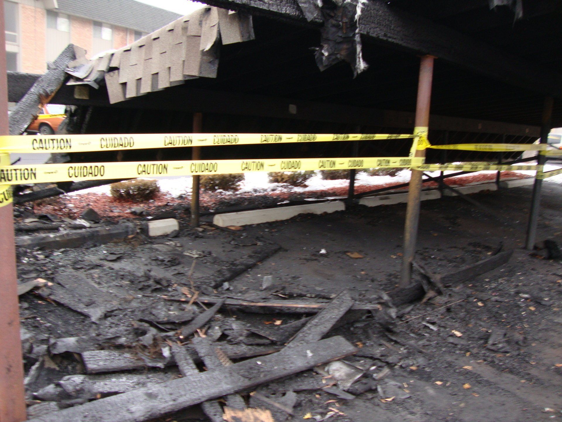 fire damaged house