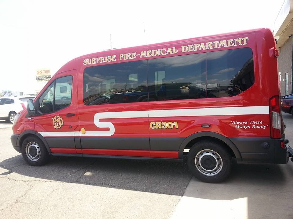 A red van from the surprise fire medical department