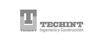 A black and white logo for technt ingenieria y construccion