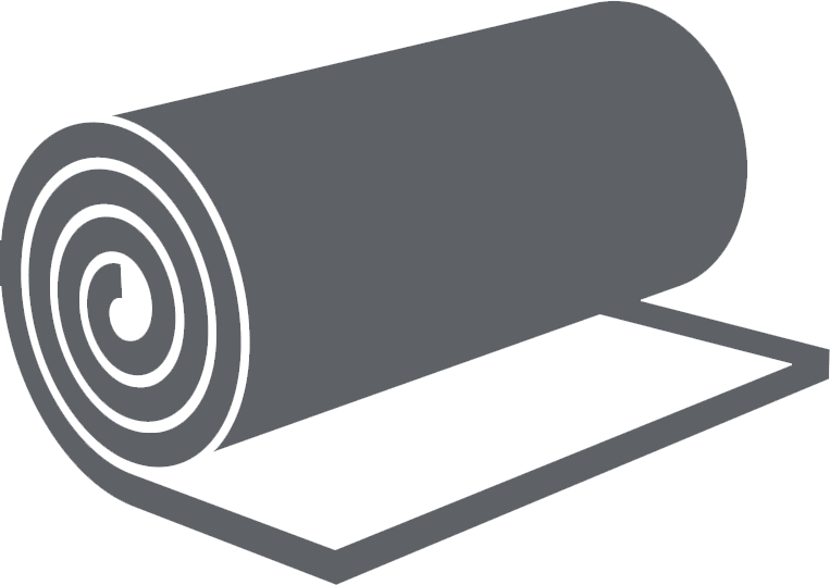 Carpet Icon - Richey, FL - Barrows Carpet & Upholstery Cleaning Rolled-up grey yoga mat with a partially unrolled section on a white background.