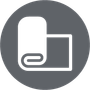 Simple Carpet Icon - Richey, FL - Barrows Carpet & Upholstery Cleaning Rolled-up towel and unfolded bath mat in a gray circle.