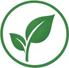 Logo a forma di foglia verde all'interno di un cerchio verde su sfondo bianco.