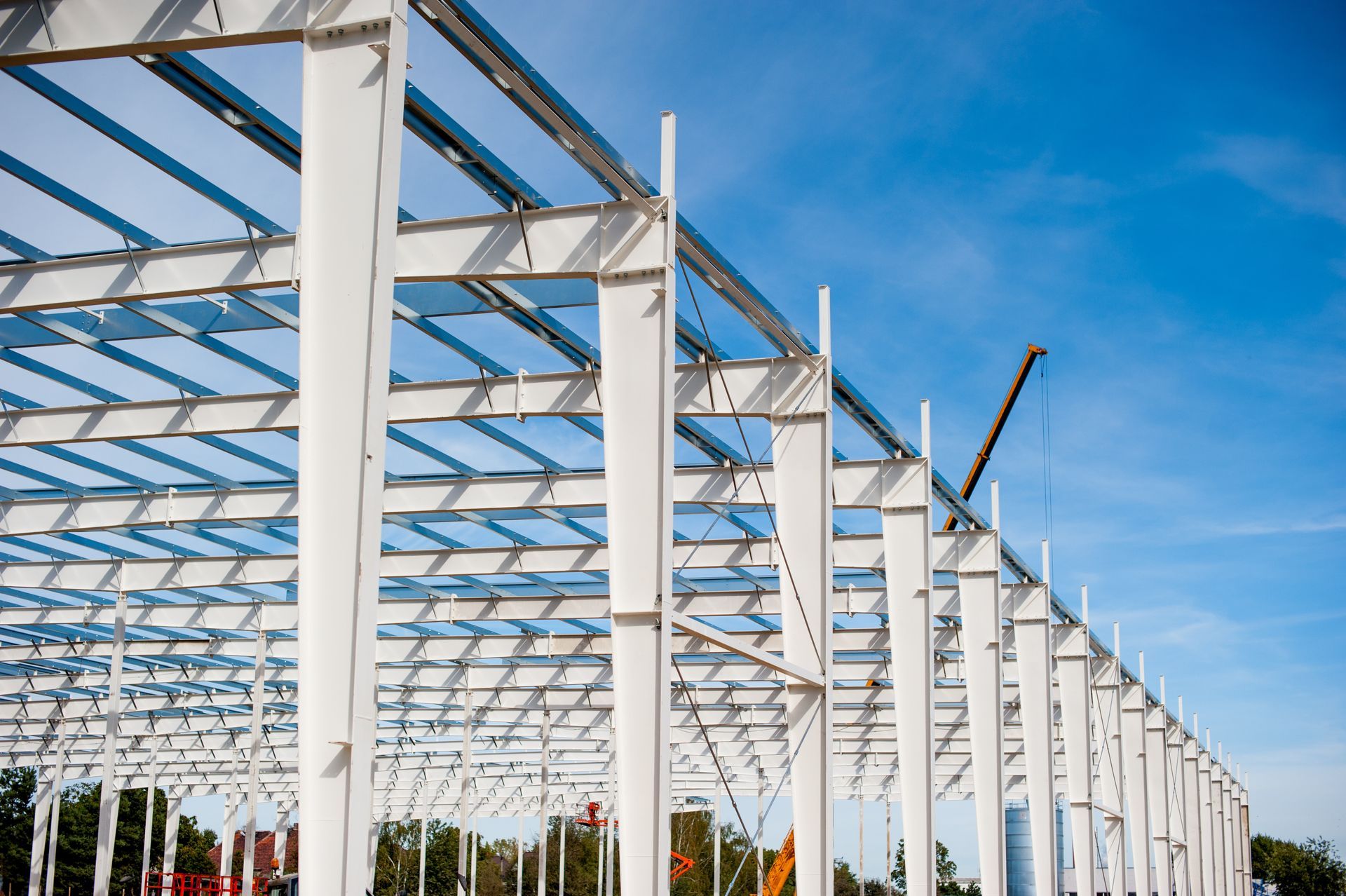 structural steel being assembled