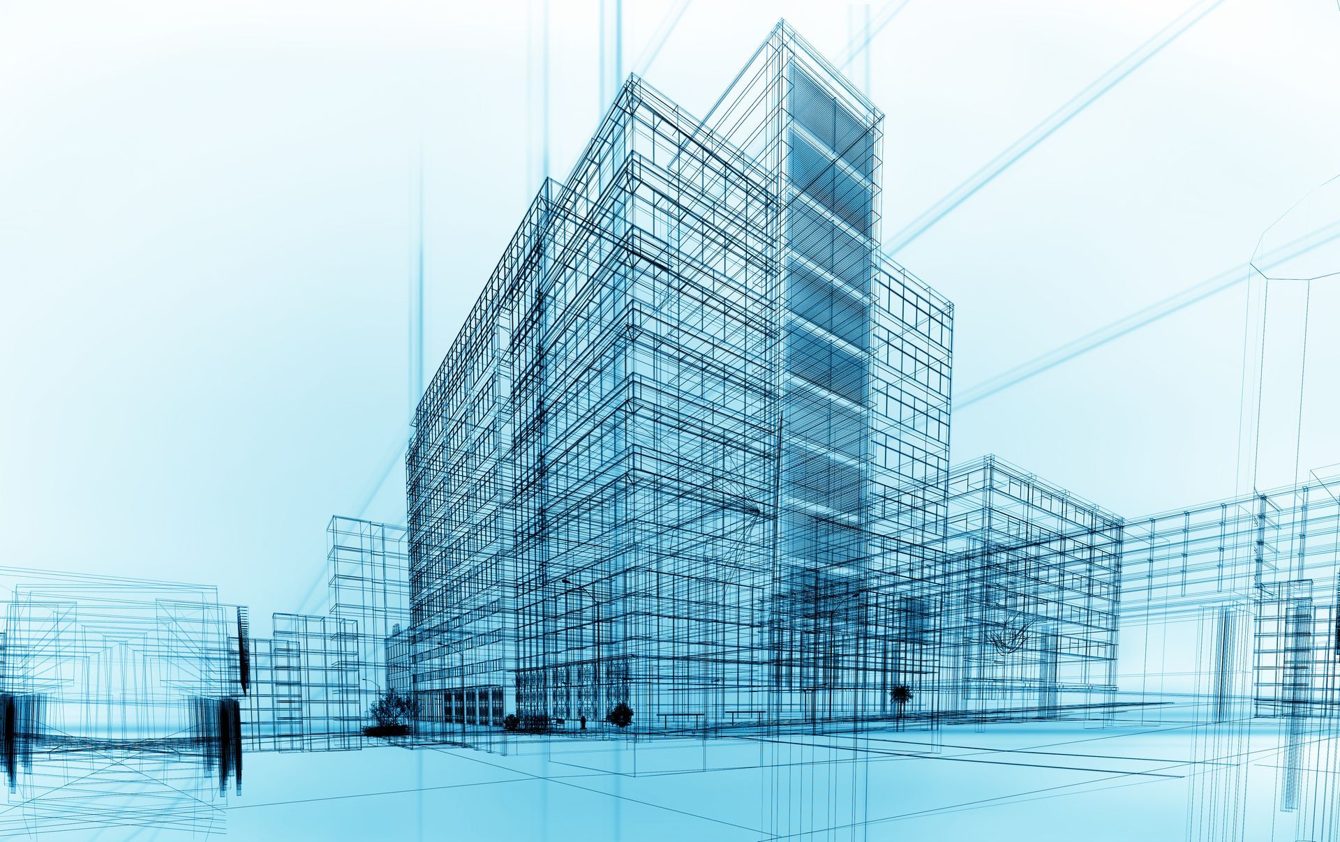 blueprint 3d style building rendering