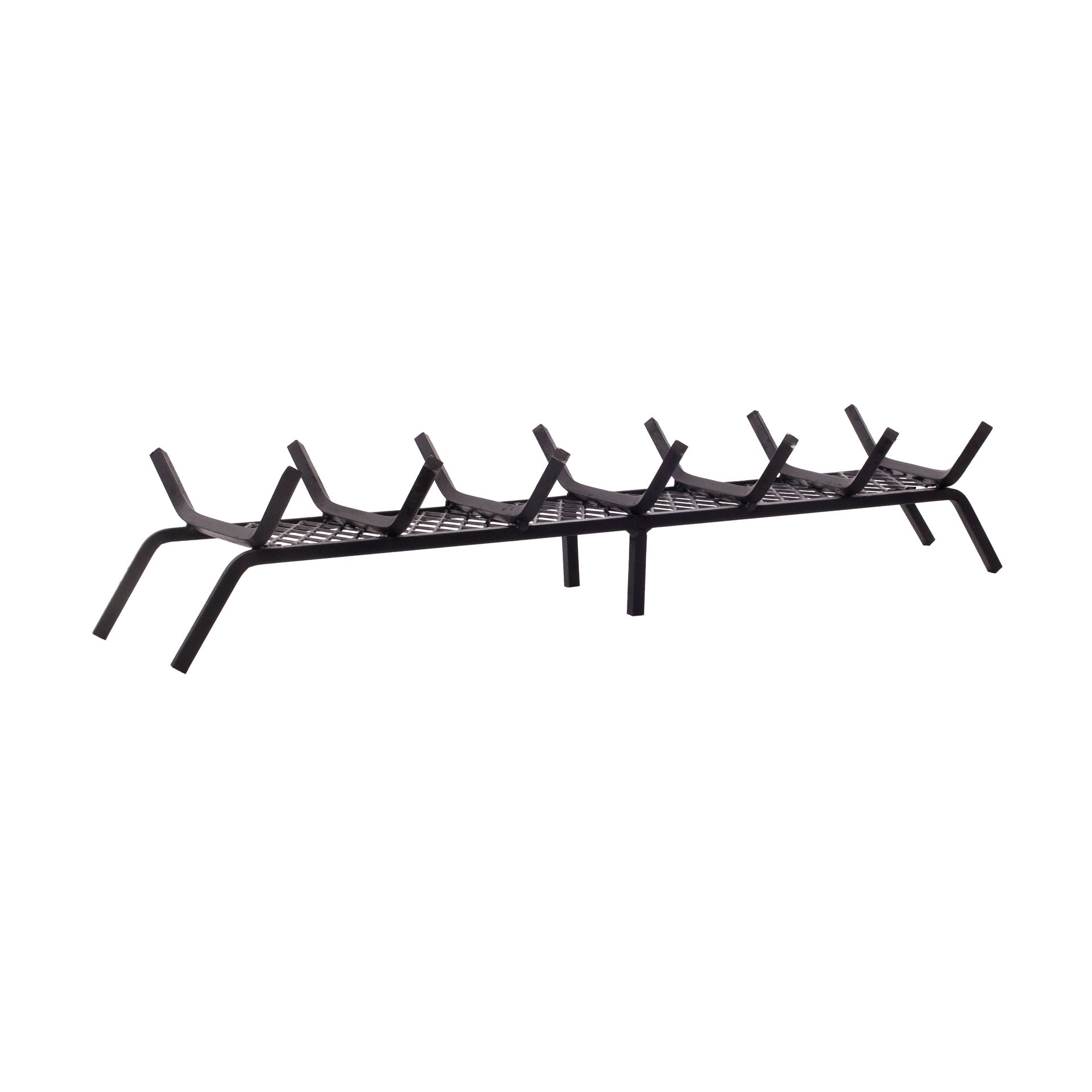 Black metal fireplace grate.