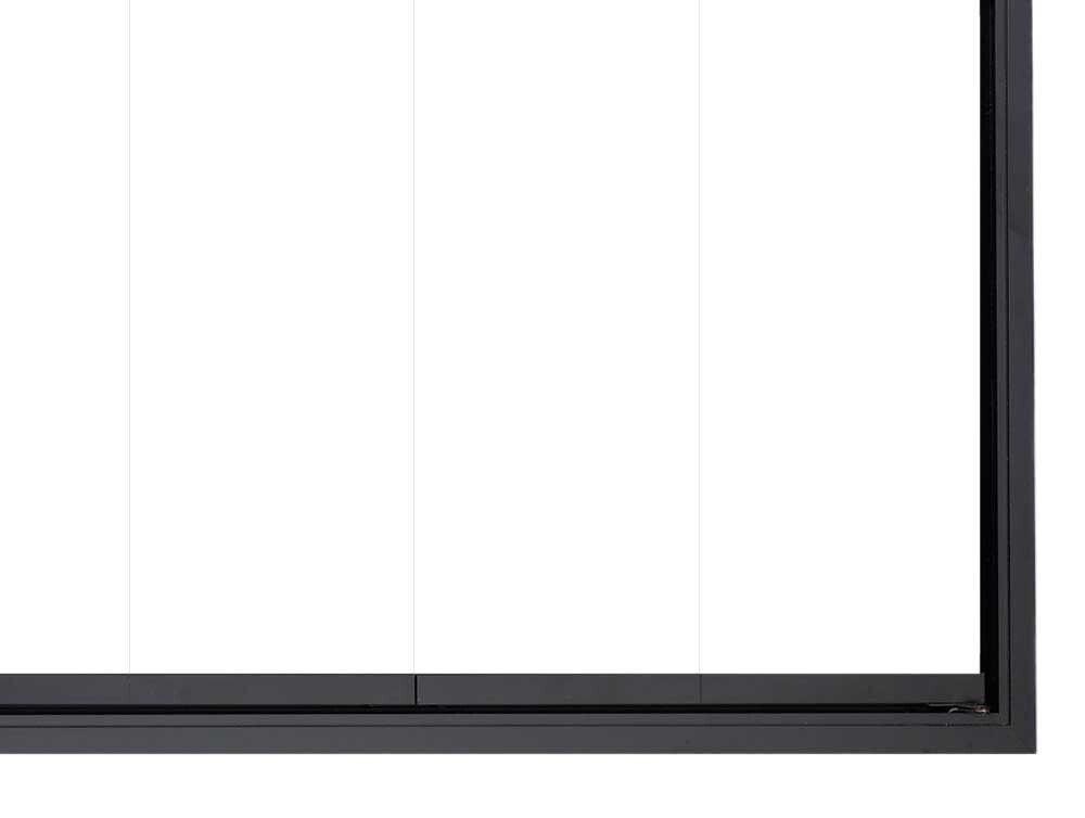 Black framed glass panels.