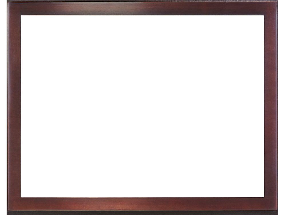 Brown framed, white rectangle.