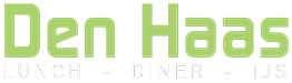 Logo voor Den Haas, met de lichtgroene tekst 