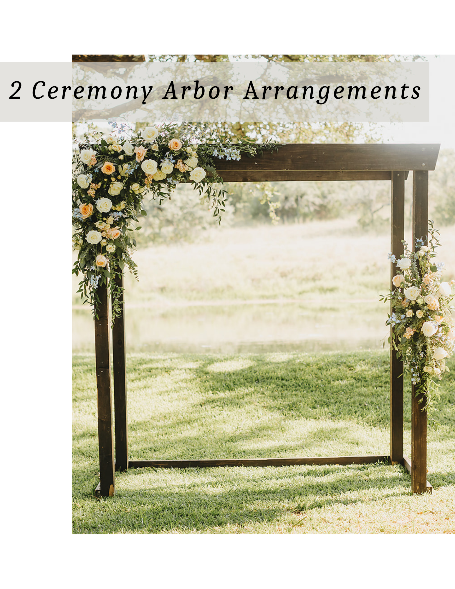 Flower-decorated ceremony arbor in a sunny outdoor garden