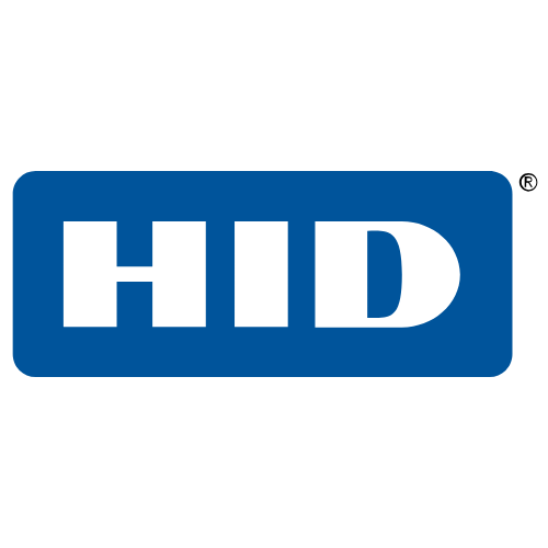 Le logo hid est bleu et blanc sur fond blanc.