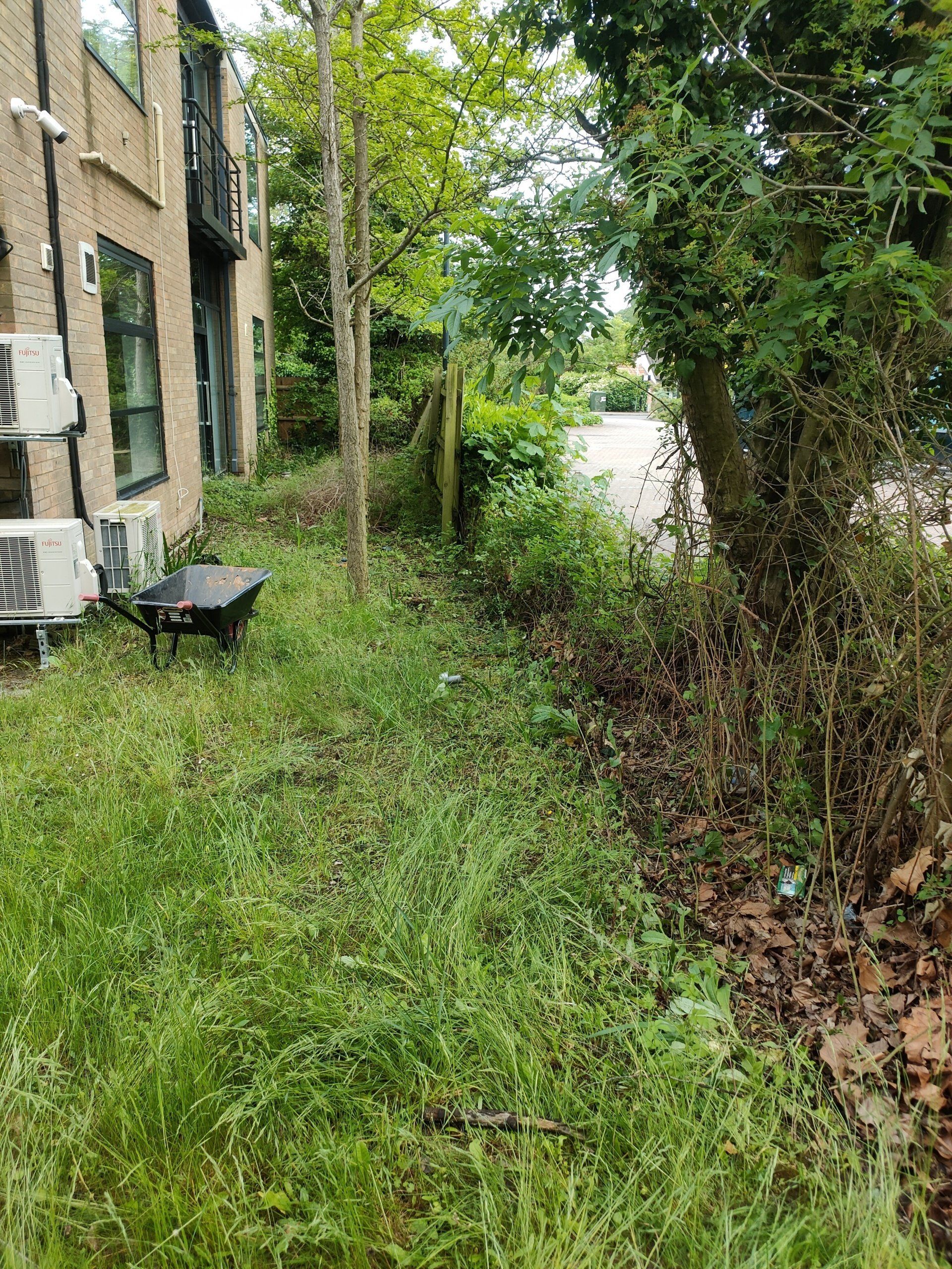 Old fence removed showing groundwork for new fence