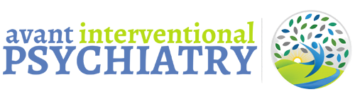 Logo for Avant Interventional Psychiatry with a graphic of a person reaching towards a tree.