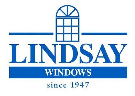 Lindsay Windows blue logo with arched window icon and “since 1947” tagline