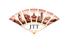 JTT logo with a gold fan motif over a sepia city skyline and sunburst design
