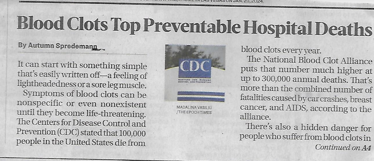 A newspaper article about preventable hospital deaths
