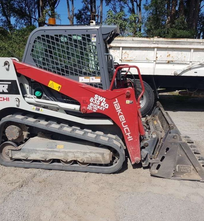 Red Excavator— Stan Davies Excavations in Glendale, NSW