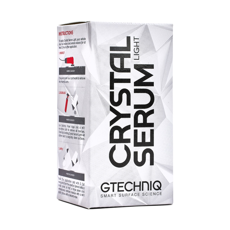Gtechniq Crystal Serum Light car coating product box in white and black packaging