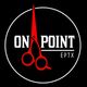 White circle logo with red scissors and “ON POINT” text on black background, plus “EPTX” in small type