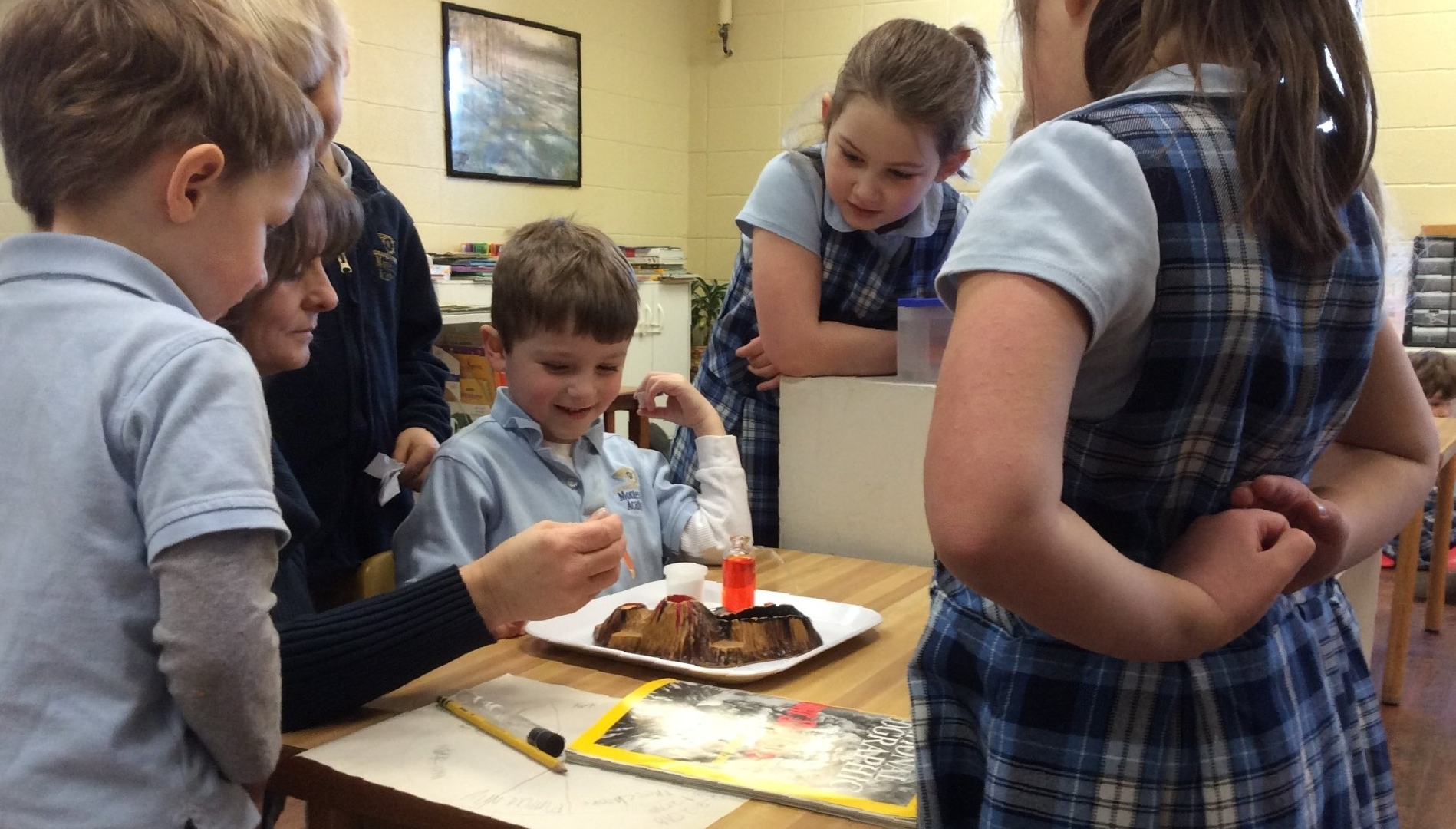 Children and guide in the classroom