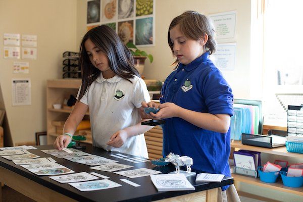 Child working with Montessori materials