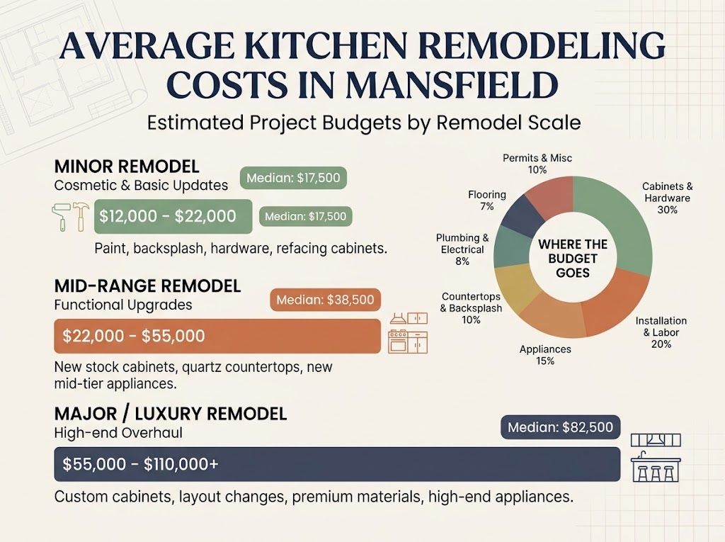 Chart of average kitchen remodeling costs in Mansfield